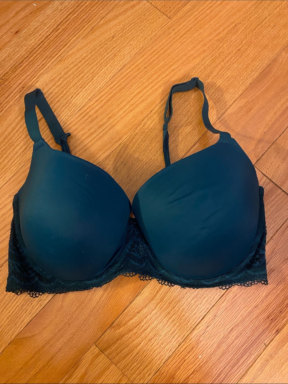 Auden blue green padded Lace-Trim T-Shirt Bra 38DDD
